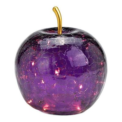 Manzana con 20 LEDs con temporizador de cristal violeta oscuro (An/Al/Pr) 16x17x16cm