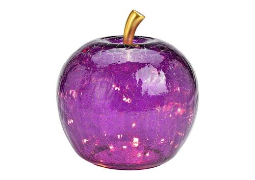 Apfel mit 30er LED mit Timer aus Glas Dunkellila (B/H/T) 22x24x22cm