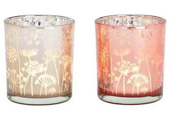 Décor de fleurs lanterne en verre rose, crème 2 fois, (L/H/P) 7x8x7cm