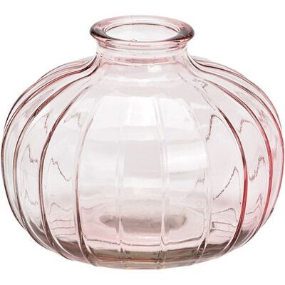 Vase en verre rose/rose (L/H/P) 11x9x11cm