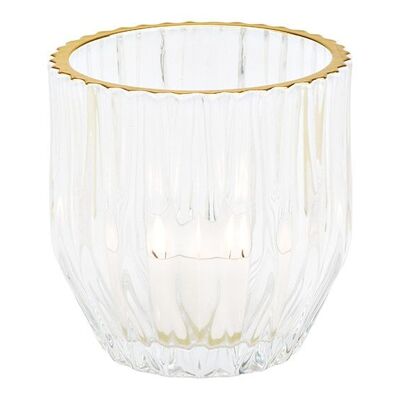 Lanterne avec bord doré en verre transparent (L/H/P) 10x11x10cm