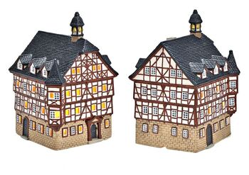 Lichthaus Rathaus Grünberg en porcelaine colorée (L/H/P) 14x22x15cm