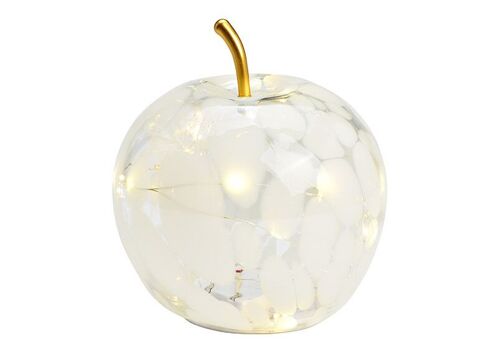 Apfel mit 20er LED mit 6/18 Timer aus Glas Weiß (B/H/T) 16x17x16cm