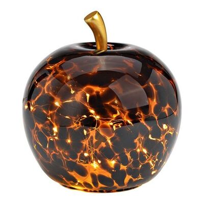 Pomme avec 30 LED avec minuterie 6/18 en verre marron (L/H/P) 22x24x22cm