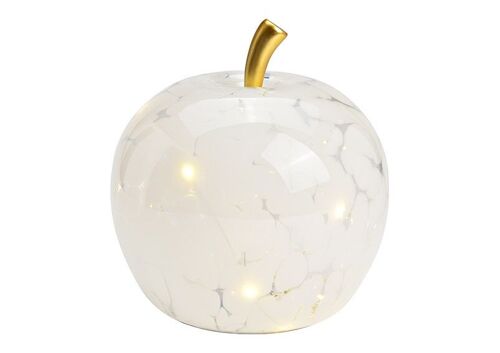 Apfel mit 30er LED mit 6/18 Timer aus Glas Weiß (B/H/T) 22x24x22cm