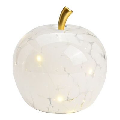Manzana con 30 LED con temporizador 6/18 de cristal blanco (An/Al/Pr) 22x24x22cm
