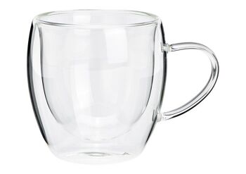 Mug à double paroi en verre transparent (L/H/P) 12x9x8cm 250ml
