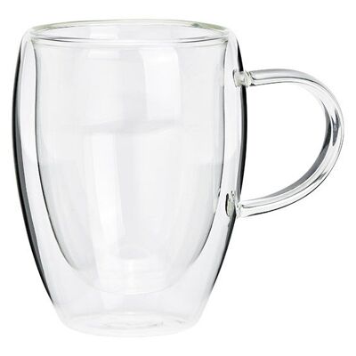 Mug à double paroi en verre transparent (L/H/P) 13x11x8cm 350ml