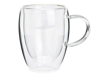 Mug à double paroi en verre transparent (L/H/P) 13x11x8cm 350ml