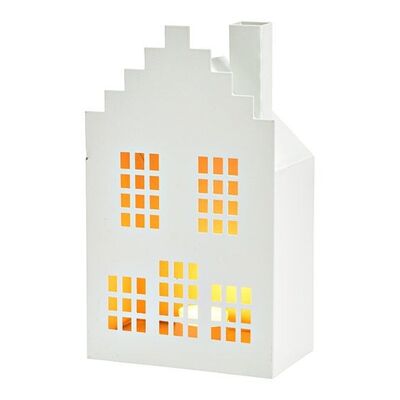 Windlicht Haus aus Metall Weiß (B/H/T) 15x25x9cm