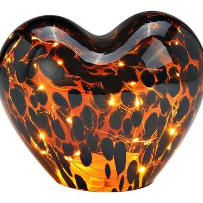 Corazón con 20 LEDs con temporizador 6/18 de cristal marrón (An/Al/Pr) 18x15x11cm