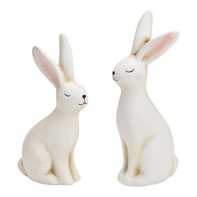 Conejo de cerámica blanca, doble, (An/Al/Pr) 6x16x4cm 4x14x8cm