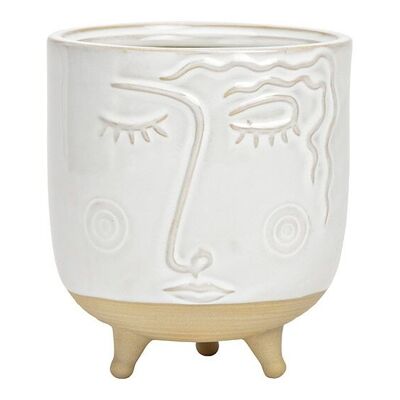 Face de vase en porcelaine blanc/beige (L/H/P) 11x13x11cm