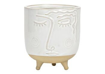 Face de vase en porcelaine blanc/beige (L/H/P) 11x13x11cm