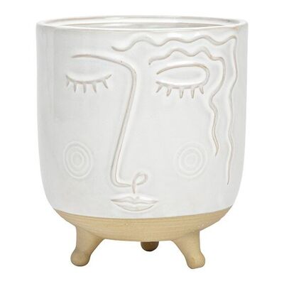 Vase Gesicht aus Porzellan Weiß/Beige (B/H/T) 13x15x13cm