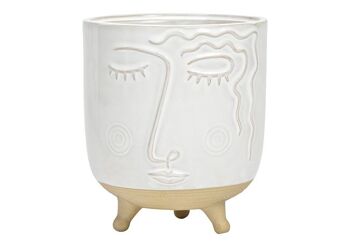 Face de vase en porcelaine blanc/beige (L/H/P) 13x15x13cm