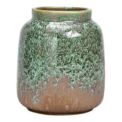 Vase en porcelaine vert/taupe (L/H/P) 13x16x13cm