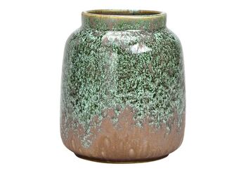 Vase en porcelaine vert/taupe (L/H/P) 13x16x13cm