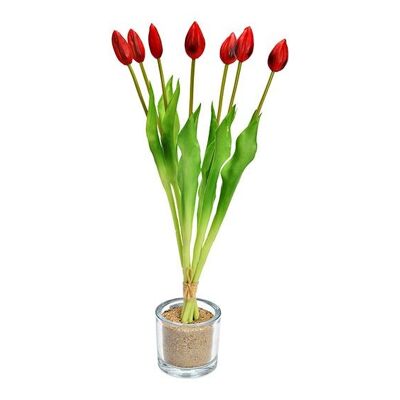 Mazzo di tulipani con 7 tulipani in plastica rossa (L/A/P) 6x44x6 cm