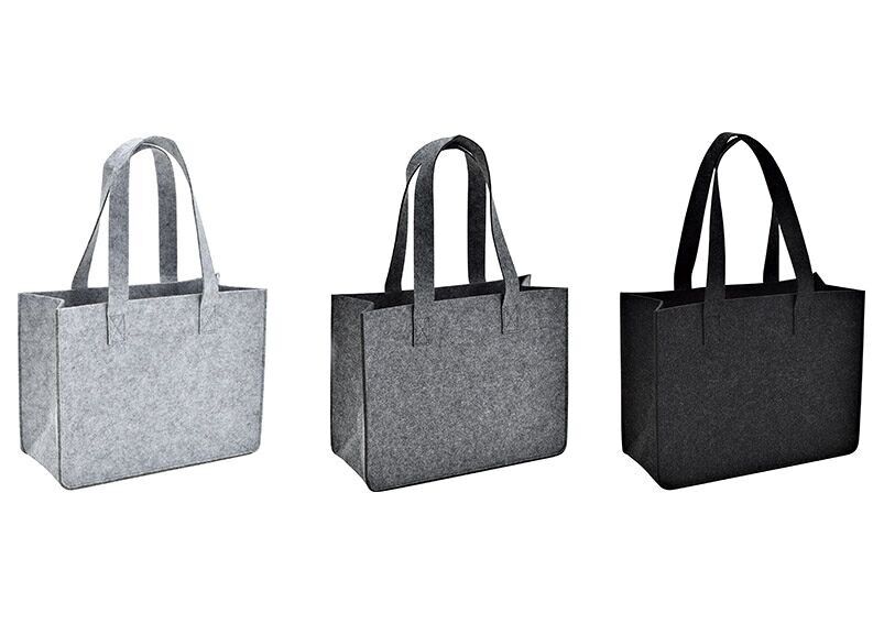 Borsa con manico in feltro grigio 3-way, (L/A/P) 35x27x15cm