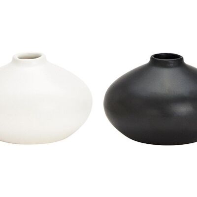 Vasen Set aus Keramik weiß, schwarz 2-fach, (B/H/T) 10x6x10cm