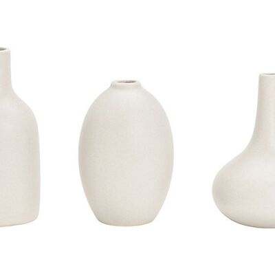 Set di 3 vasi in ceramica grigia, (L/A/P) 9x12x9 cm, 7x11x7 cm, 7x14x7 cm