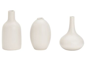 Vases en céramique grise lot de 3, (L/H/P) 9x12x9cm, 7x11x7cm, 7x14x7cm