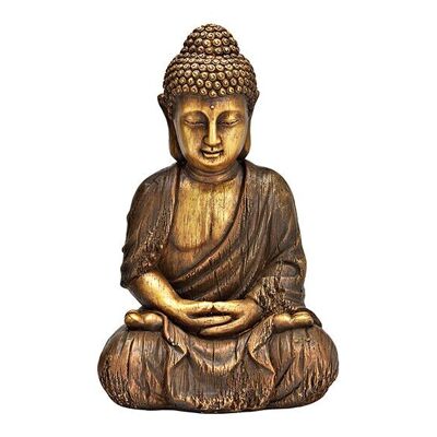 Buddha in magnesia marrone, oro (L/A/P) 28x47x20 cm