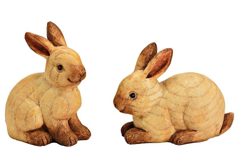 Simil legno di coniglio in poliestere marrone, 2 volte, (L/A/P) 11x9x6 cm 9x11x6 cm