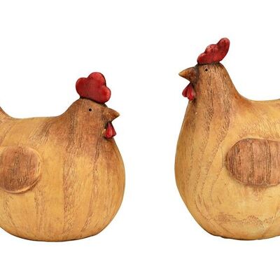 Gallina effetto legno in poliestere marrone, 2 volte, (L/A/P) 10x12x9 cm