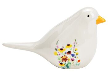 Décor fleur d'oiseau en porcelaine blanche (L/H/P) 18x10x7cm