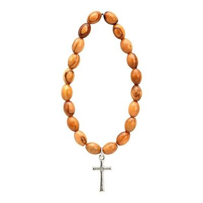 Bracelet avec croix en bois d'olivier marron (L/H) 7x7cm