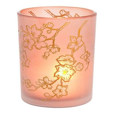 Farolillo decorativo floral de cristal rosa/rosa (An/Al/Pr) 9x10x9cm