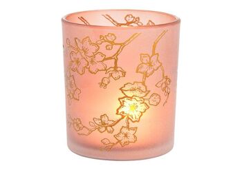 Décor de fleurs lanterne en verre rose/rose (L/H/P) 9x10x9cm