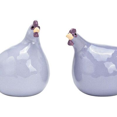 Pollo de cerámica violeta 2 veces, (An/Al/Pr) 10x13x12cm