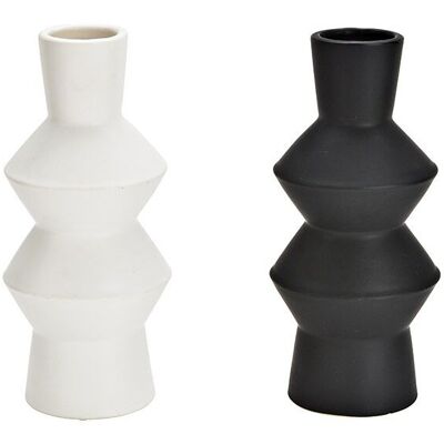 Vase aus Keramik schwarz, weiß 2-fach, (B/H/T) 10x20x10cm