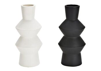 Vase en céramique noir, blanc 2 fois, (L/H/P) 10x20x10cm