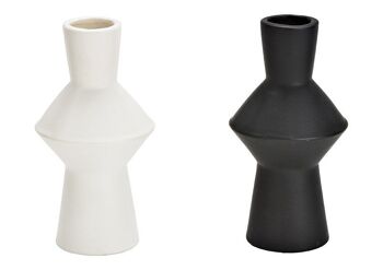 Vase en céramique noir, blanc 2 fois, (L/H/P) 7x15x7cm