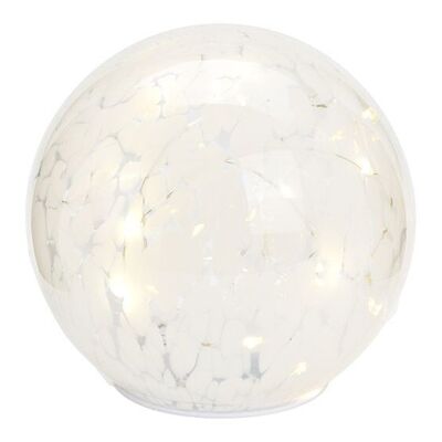 Sfera luminosa con 15 LED, con timer in vetro bianco Ø15cm