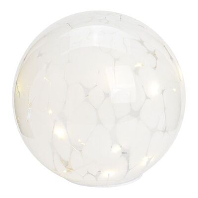 Sfera luminosa con 15 LED, con timer 8/16 in vetro bianco Ø18cm