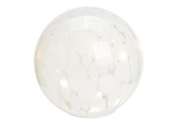 Boule lumineuse à 15 LED, avec minuterie 8/16 en verre blanc Ø18cm