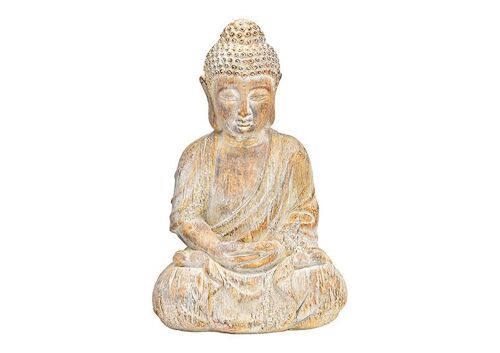 Buddha aus Magnesia antique gold (B/H/T) 28x47x20cm