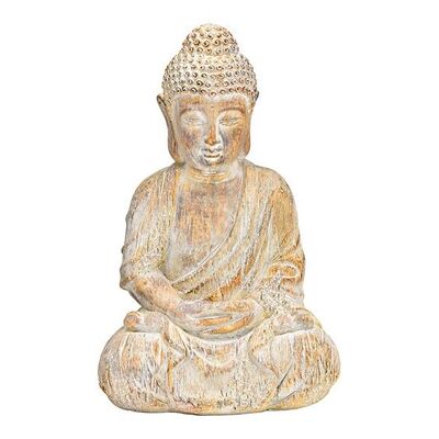 Buddha aus Magnesia antique gold (B/H/T) 28x47x20cm