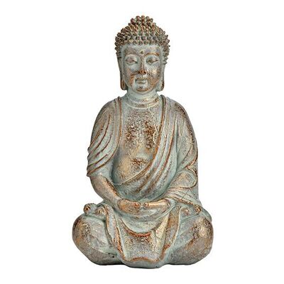 Buddha sitzend aus Poly Antikgold (B/H/T) 14x25x10cm