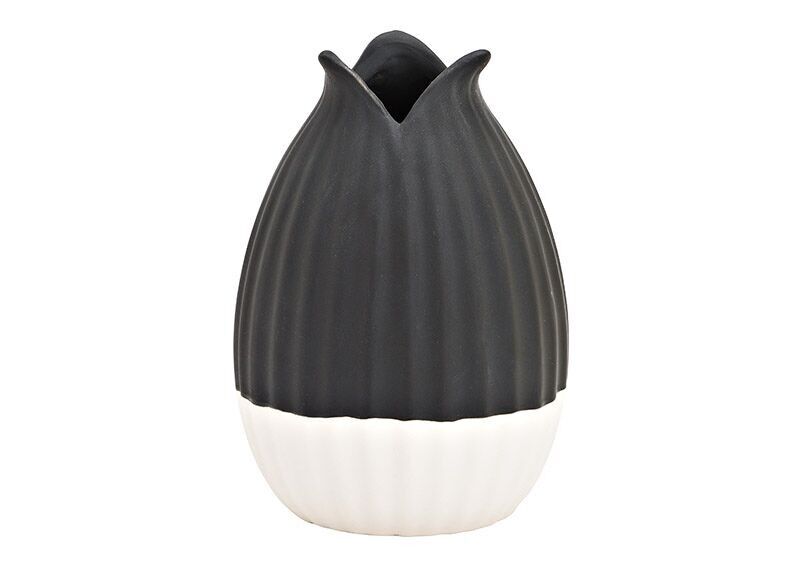 Ceramic vase black, white (W/H/D) 9x13x9cm