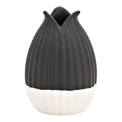 Vase aus Keramik schwarz, weiß (B/H/T) 9x13x9cm