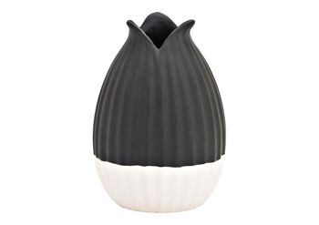 Vase en céramique noir, blanc (L/H/P) 9x13x9cm