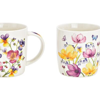 Tazza con decorazione floreale in porcellana 2 volte, (L/A/P) 12x10x9 cm 350 ml