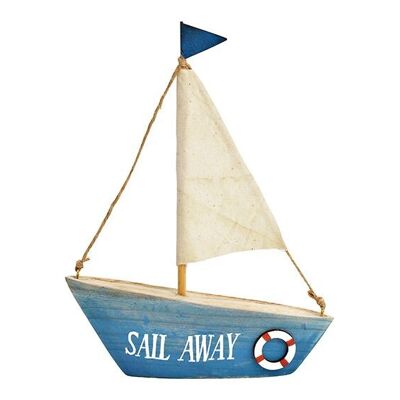 Barca a vela da esposizione, Sail Away in MDF blu (L/A/P) 16x20x4 cm