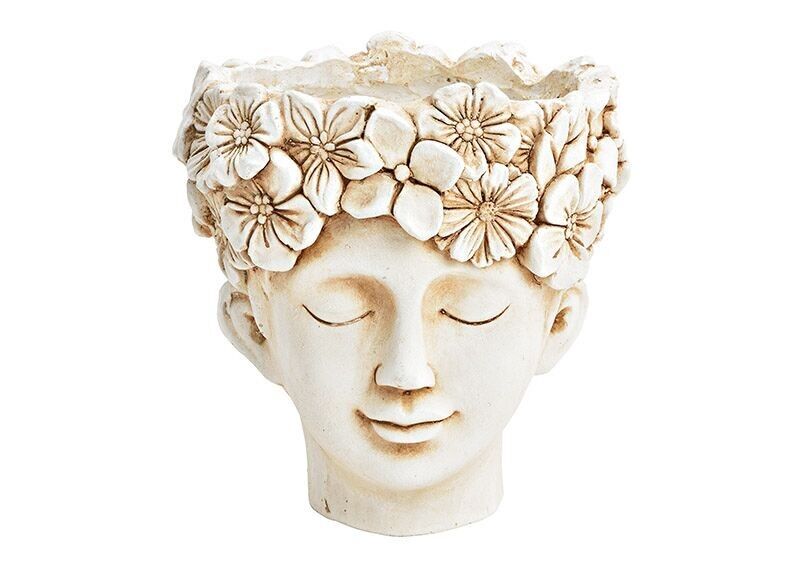 Testa di vaso da fiori in crema di magnesia (L/A/P) 20x21x20 cm